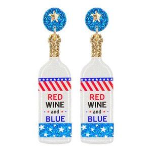 4th of July Earrings Red Wine & Blue NEW
